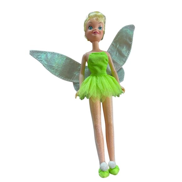 Disney Tinker Bell Doll With Glittery Wings & Green Dress - Collectible Fairy Fi - Picture 1 of 4